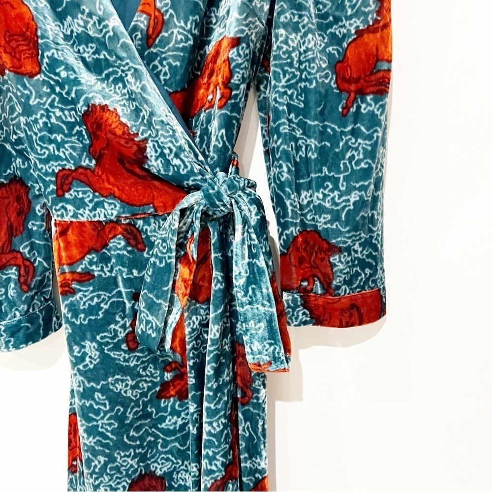 RHODE Blue Plunge Neck Sundress with Cuffed Sleeves - Picture 10 of 10
